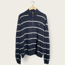 Load image into Gallery viewer, Ralph Lauren Halfzip Knitted Sweater (Navy/Gray) - L/XL
